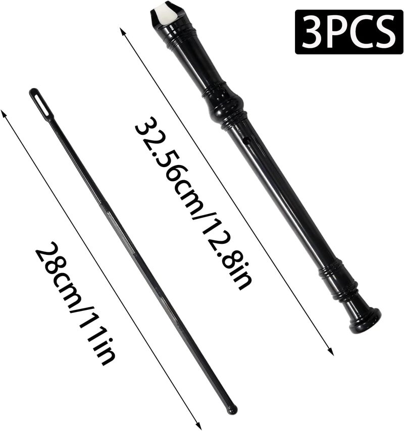 Funstreet Black Soprano Recorder Instrument 8 Hole C Key Baroque Fingering Clarinet ABS Music Flute with Cleaning Rod and Storage Bag - Image 2